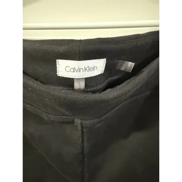 Calvin Klein Women's Black Pant size large Pull-On Faux Suede Slim Fit Stretch! - Picture 7 of 8